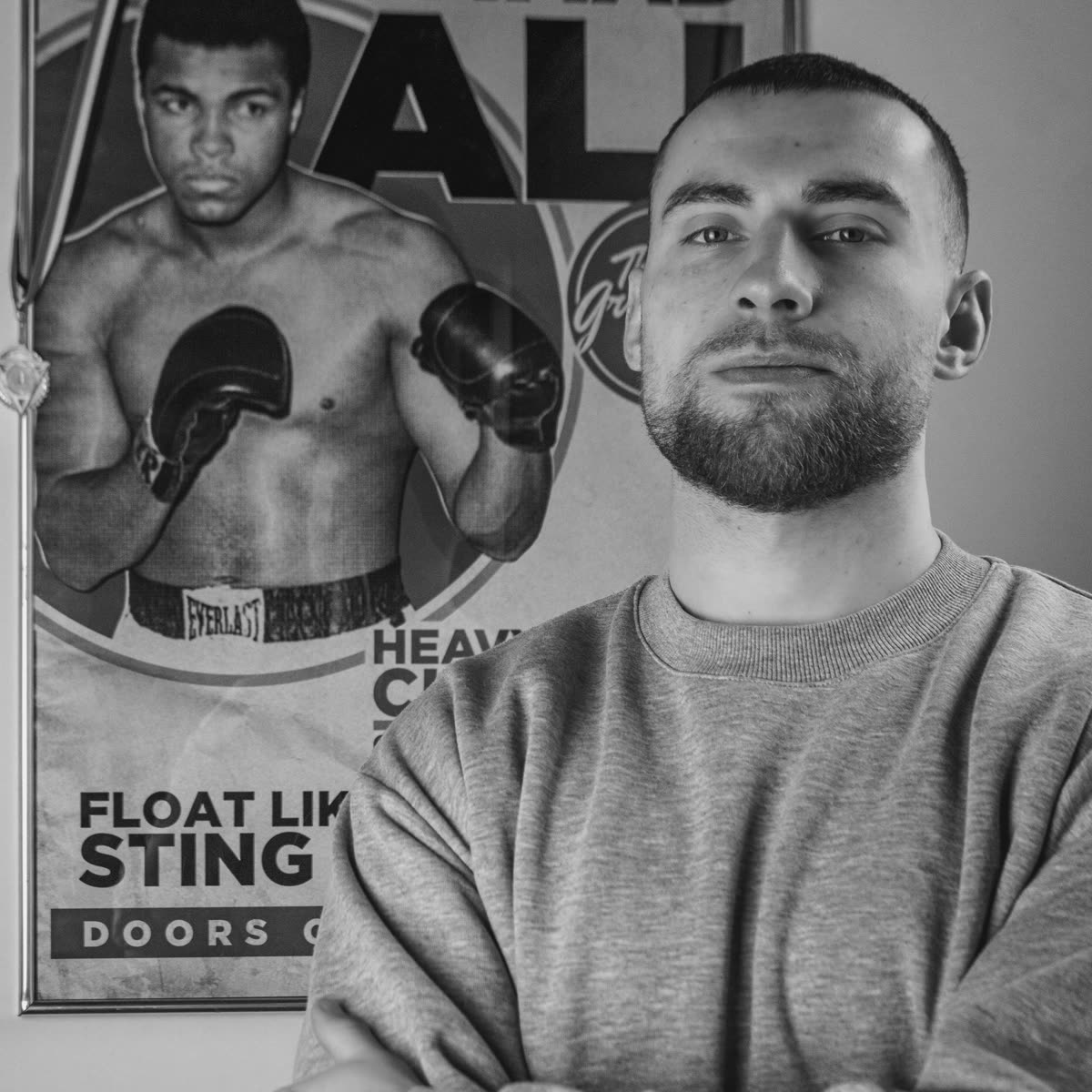 Gerard voor de Muhammad Ali-poster